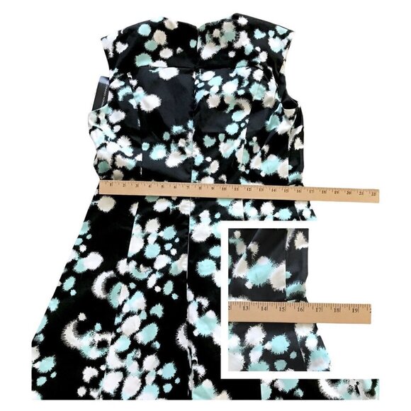 NWT French Connection fit & flare cotton mini dress. size 12, Gray, blue print - Picture 8 of 11